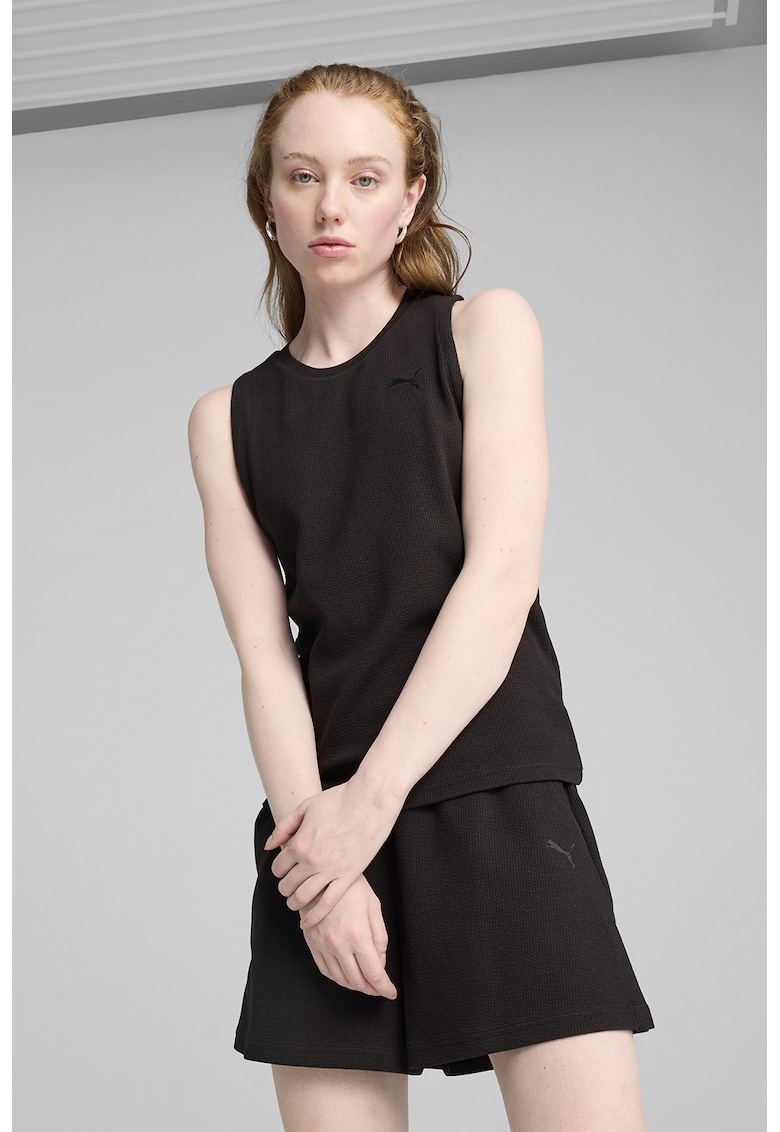 Top texturat cu decolteu la baza gatului