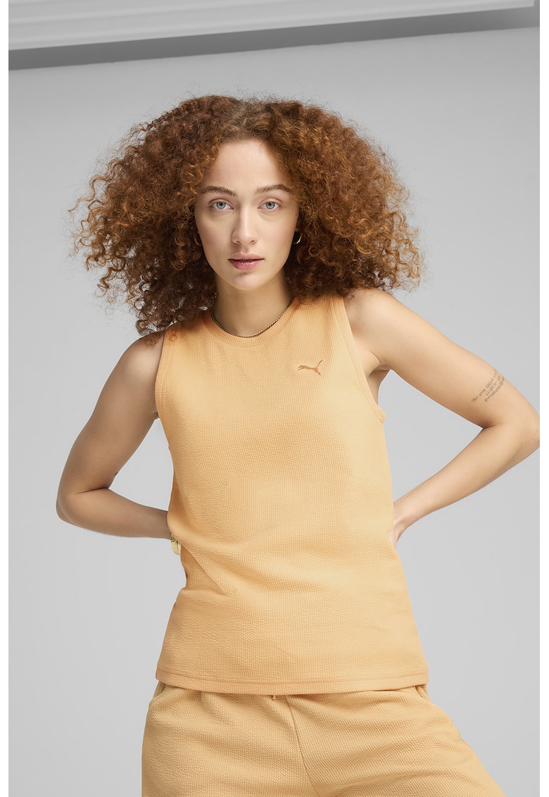 Top texturat cu decolteu la baza gatului