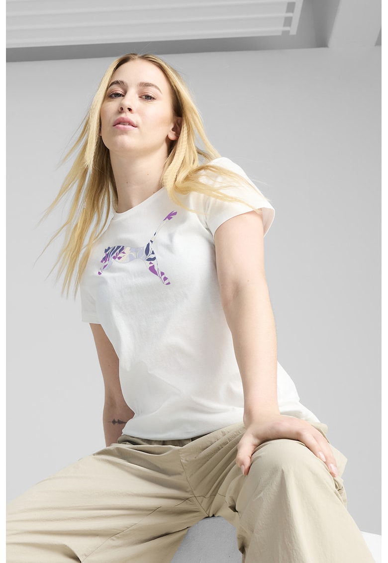 Tricou din bumbac cu decolteu la baza gatului