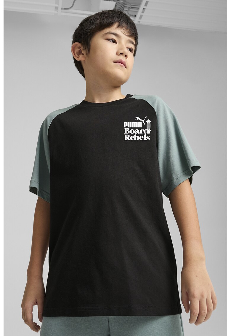 Tricou relaxed fit din bumbac Mid 90s - Negru/Gri cenusiu