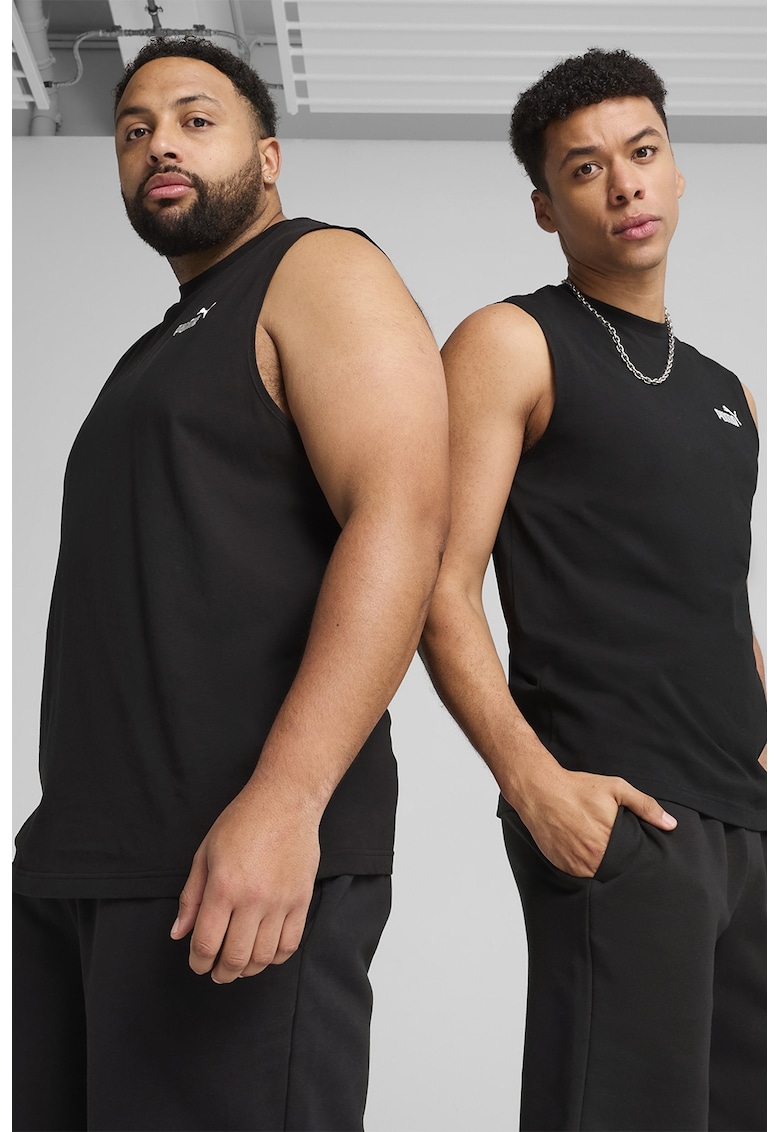 Top din amestec de bumbac cu detaliu logo - Negru