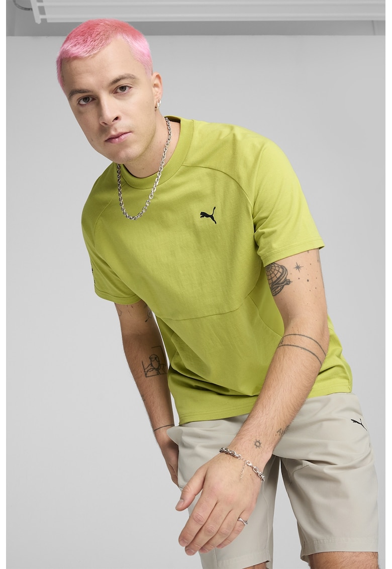 Tricou lejer din bumbac cu decolteu la baza gatului