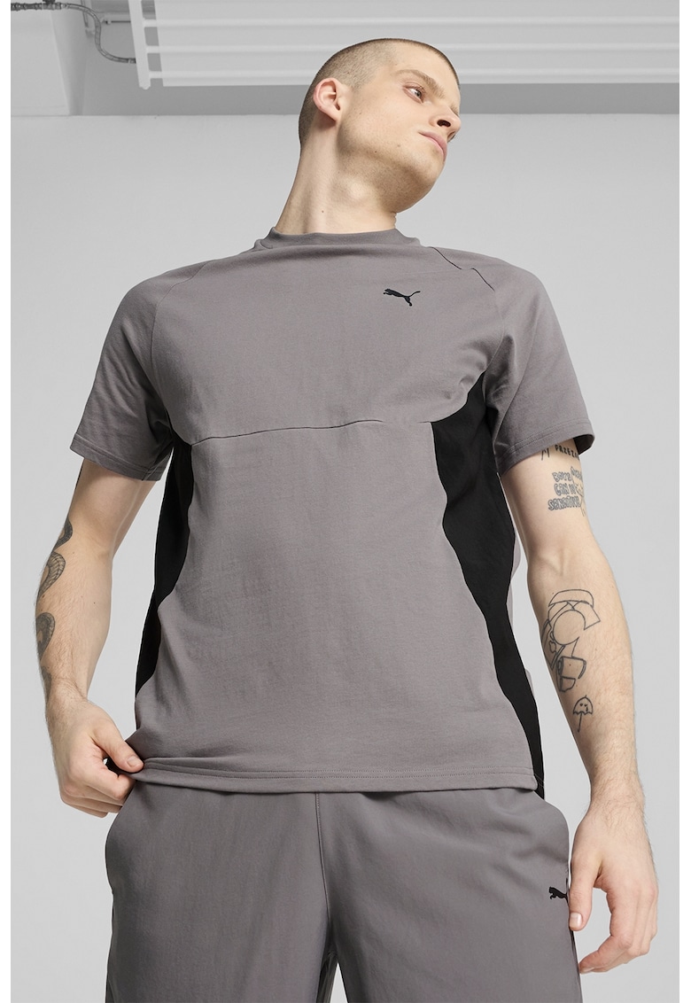 Tricou lejer din bumbac cu decolteu la baza gatului