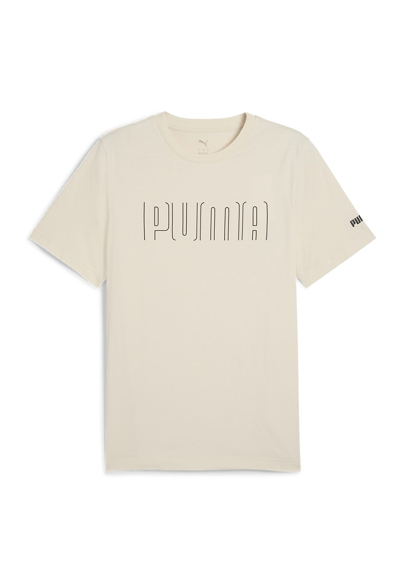 Tricou din bumbac cu imprimeu logo - Alb fildes