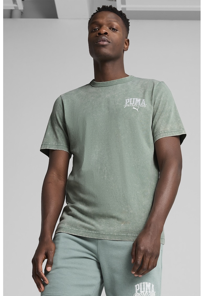 Tricou din bumbac cu decolteu la baza gatului - Verde