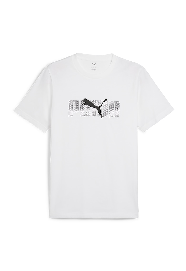 Tricou cu logo si decolteu la baza gatului - Alb