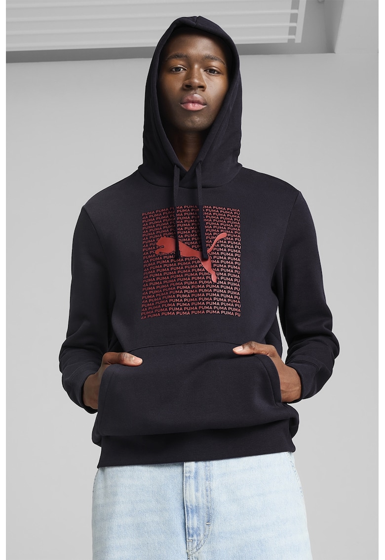 Hanorac regular fit cu imprimeu logo - Albastru ultramarin