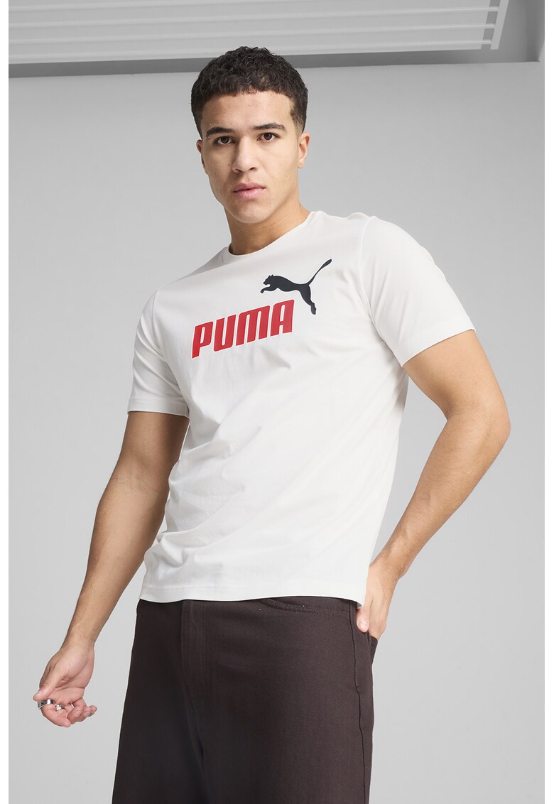 Tricou cu decolteu la baza gatului si logo ESS 2 - Rosu/Negru/Alb murdar