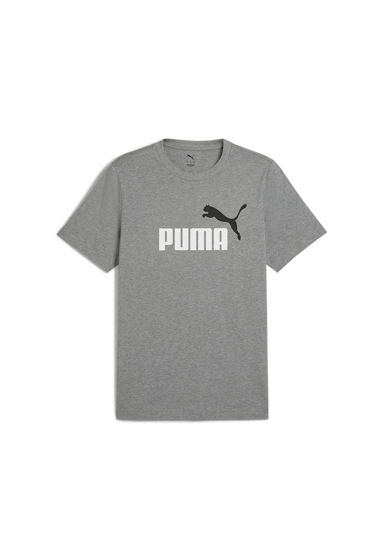 Tricou cu decolteu la baza gatului si imprimeu logo Essentials 2 - Alb/Negru stins/Gri melange