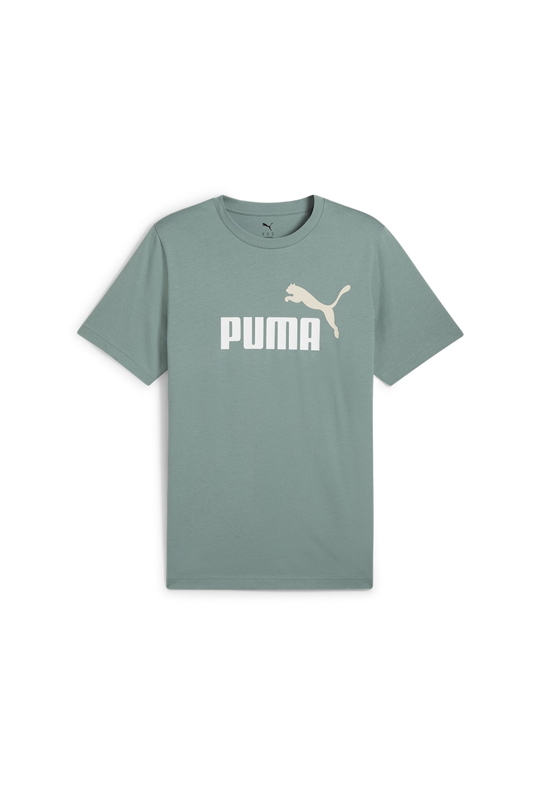 Tricou cu decolteu la baza gatului si imprimeu logo Essentials 2 - Alb/Alb fildes/Verde persan