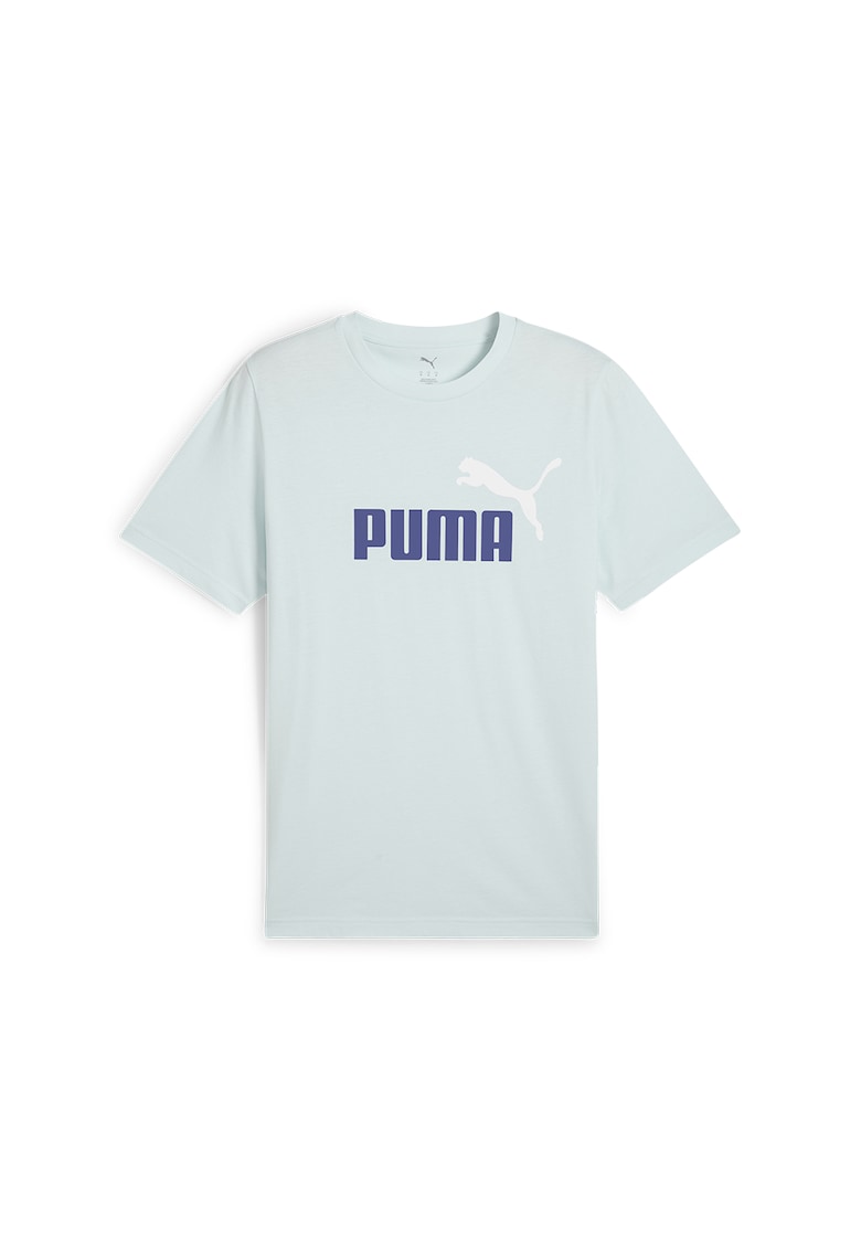 Tricou cu decolteu la baza gatului si imprimeu logo Essentials 2 - Alb/Albastru glaciar/Bleumarin