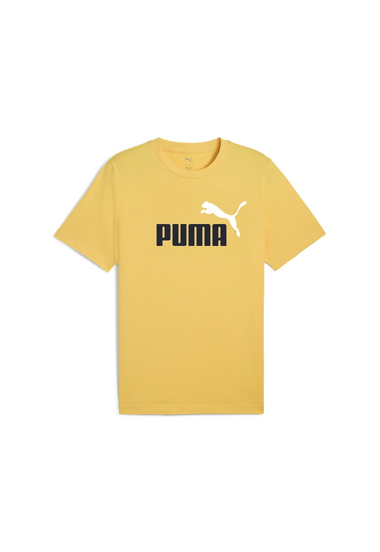 Tricou cu decolteu la baza gatului si logo ESS 2 - Alb/Negru/Galben sofran