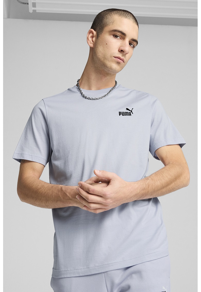 Tricou de bumbac cu decolteu la baza gatului ESS Boxy Tee - Albastru glaciar