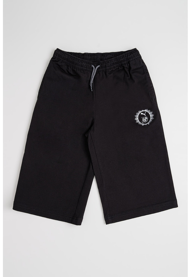 Pantaloni scurti cu aplicatie logo discreta si snur Pantaloni scurti cu aplicatie logo discreta si snur