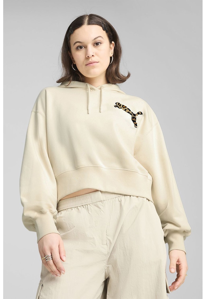 Hanorac relaxed-fit cu croiala crop Leo Luxe