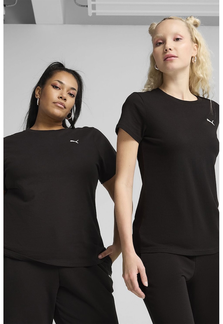 Tricou cu decolteu la baza gatului - Negru