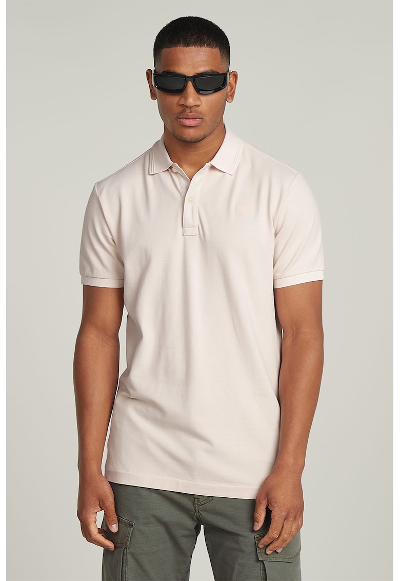 Tricou polo din amestec de bumbac organic - Roz pal