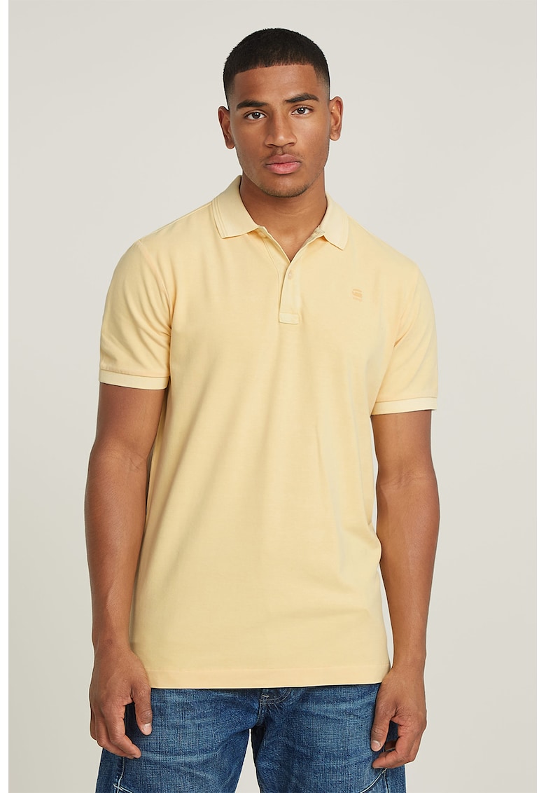 Tricou polo din amestec de bumbac organic - Galben pai