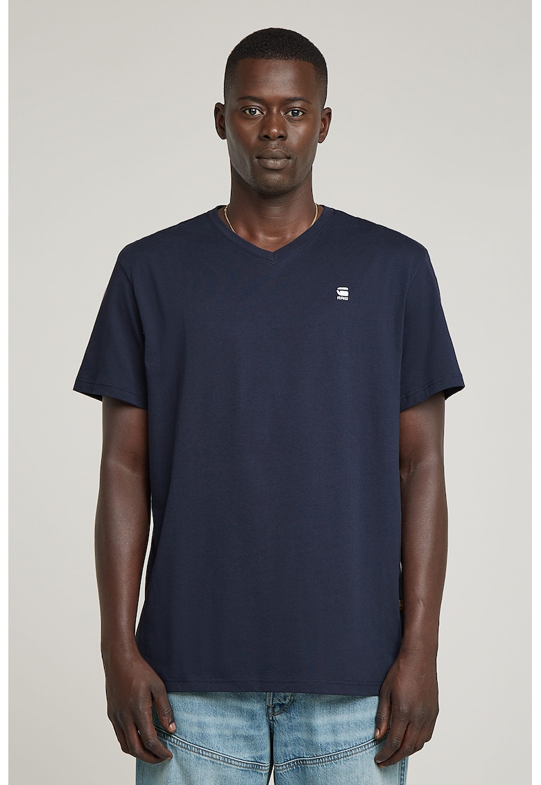 Tricou de bumbac organic cu decolteu in V Base