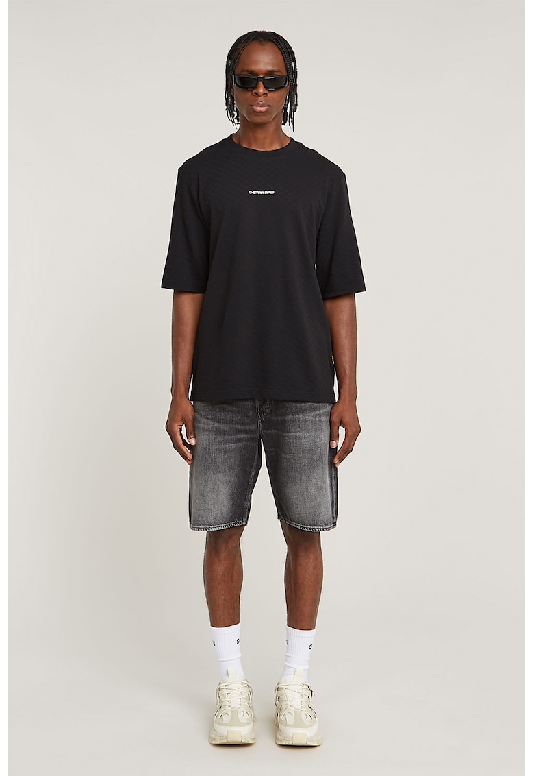 Blugi scurti ampli cu aspect decolorat - Gri