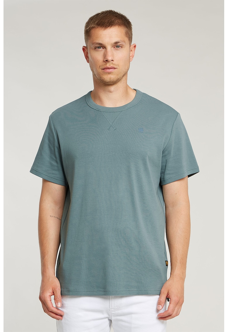 Tricou de bumbac organic cu decolteu la baza gatului - Gri cenusiu