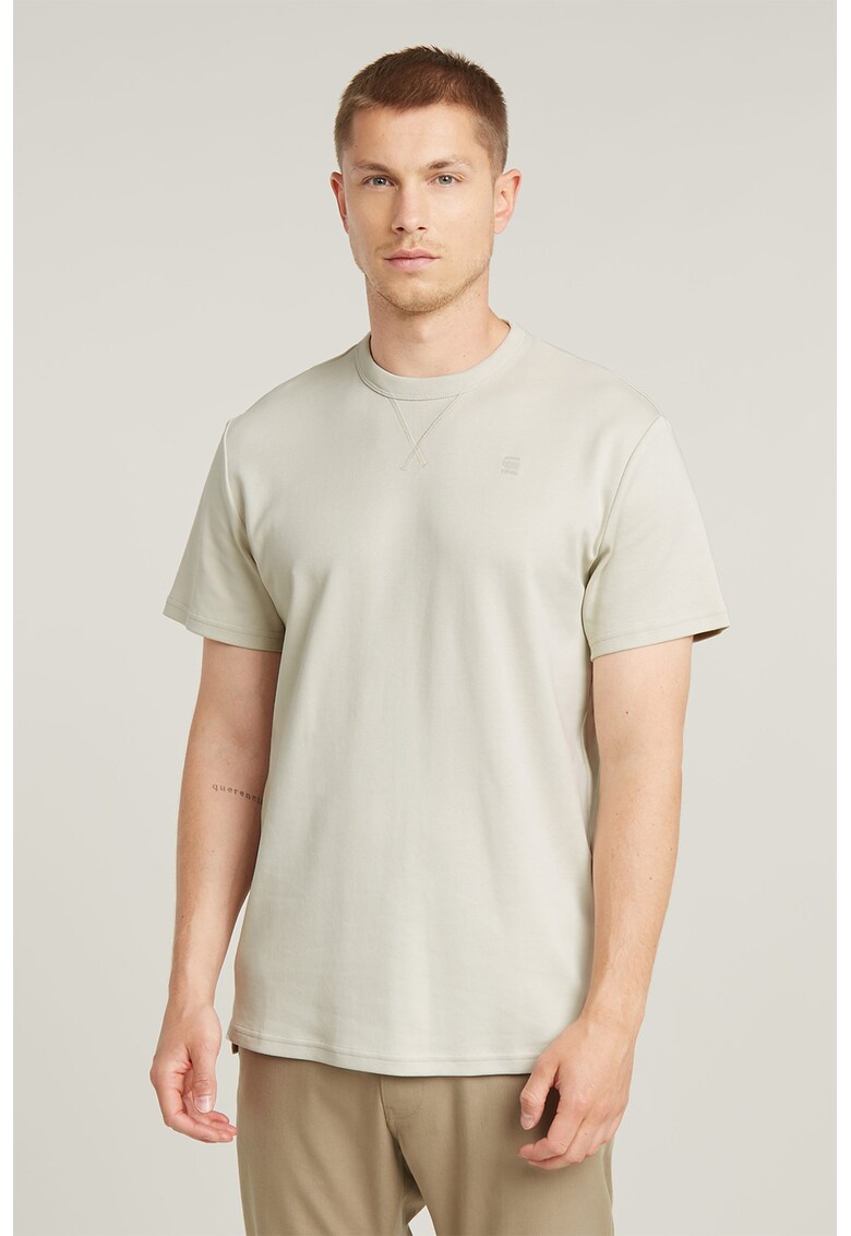 Tricou de bumbac organic cu decolteu la baza gatului - Alb fildes