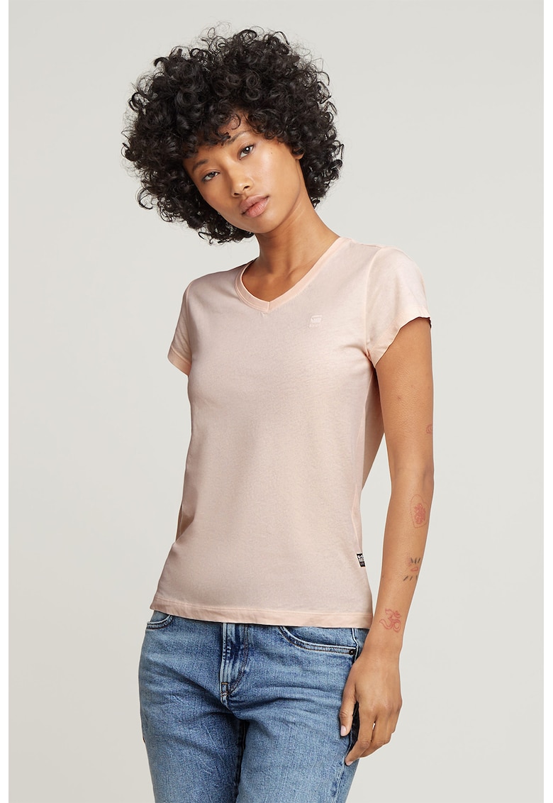 Tricou de bumbac organic cu decolteu in V Eyben