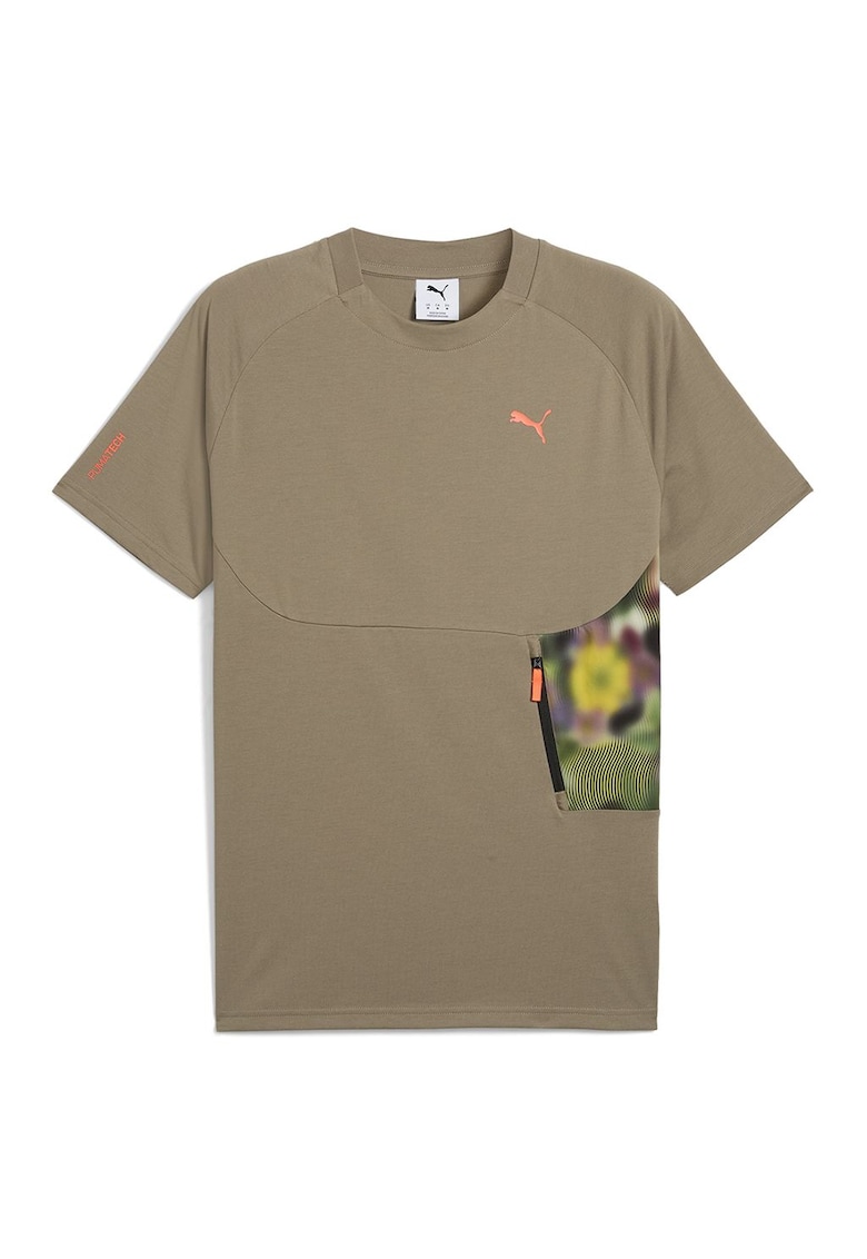 Tricou regular fit cu logo - Maro camel