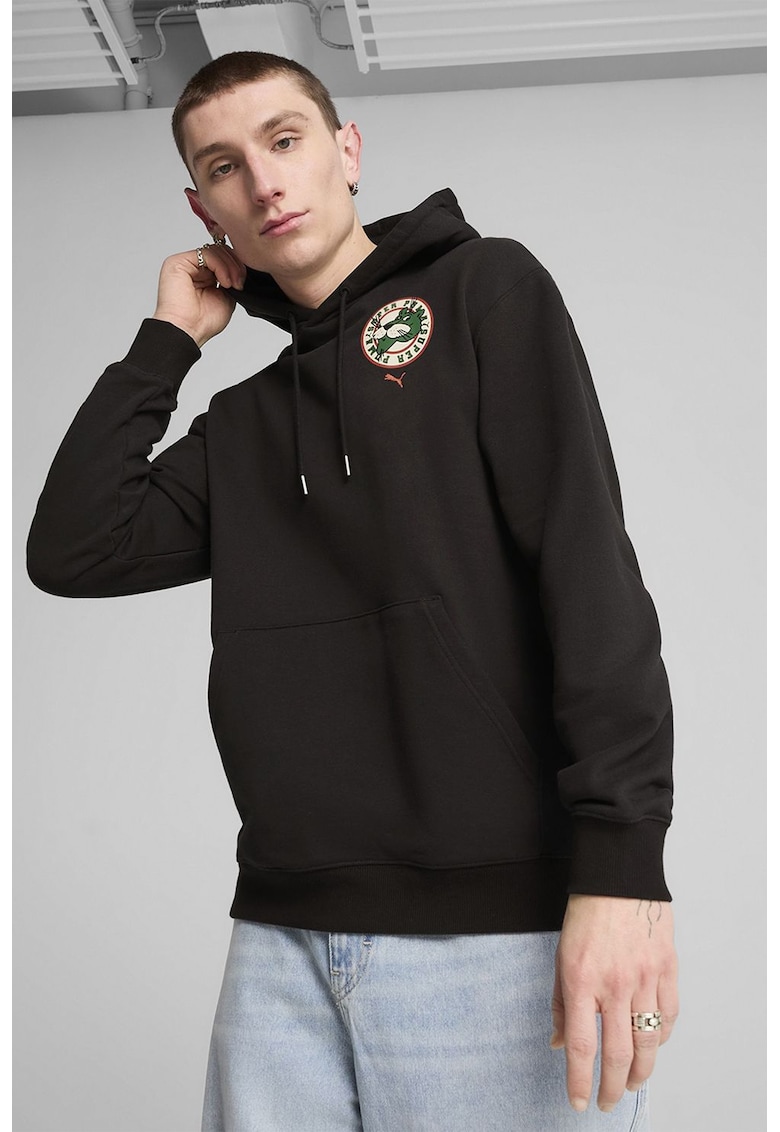 Hanorac cu buzunar kangaroo si imprimeu - de bumbac