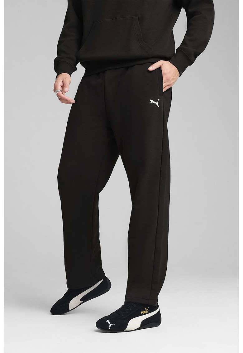 Pantaloni drepti cu snur in talie - Negru