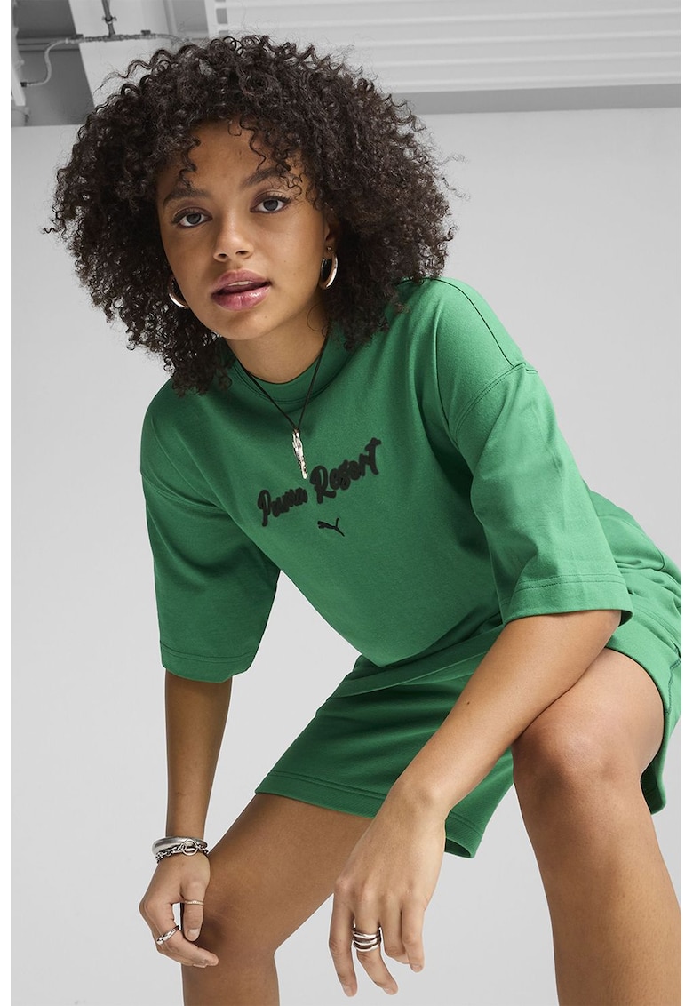 Tricou supradimensionat unisex cu broderie logo