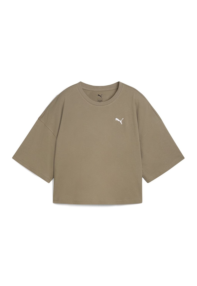 Tricou crop lejer - Maro camel