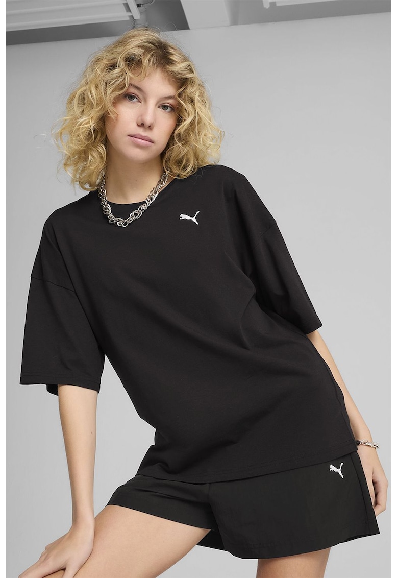 Tricou de bumbac cu maneci medii