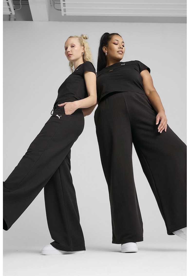 Pantaloni evazati din amestec de bumbac cu talie elastica