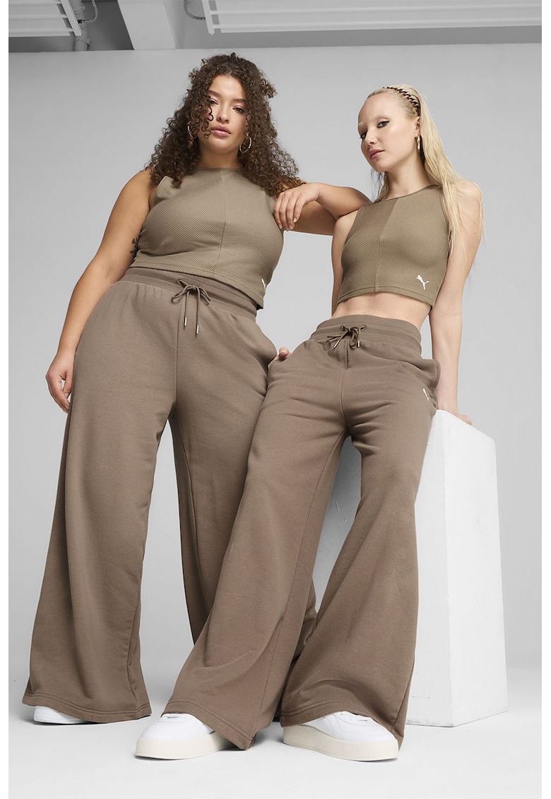 Pantaloni evazati din amestec de bumbac cu talie elastica