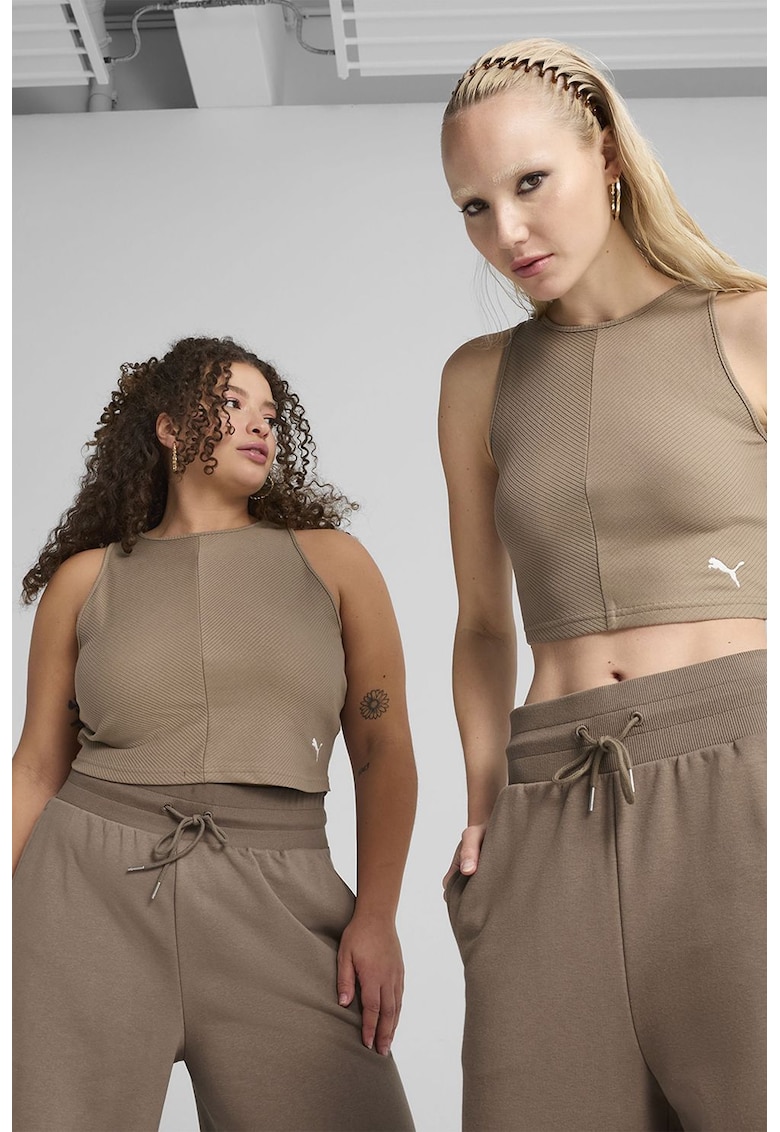 Top crop din amestec de bumbac cu aspect striat Top crop din amestec de bumbac cu aspect striat