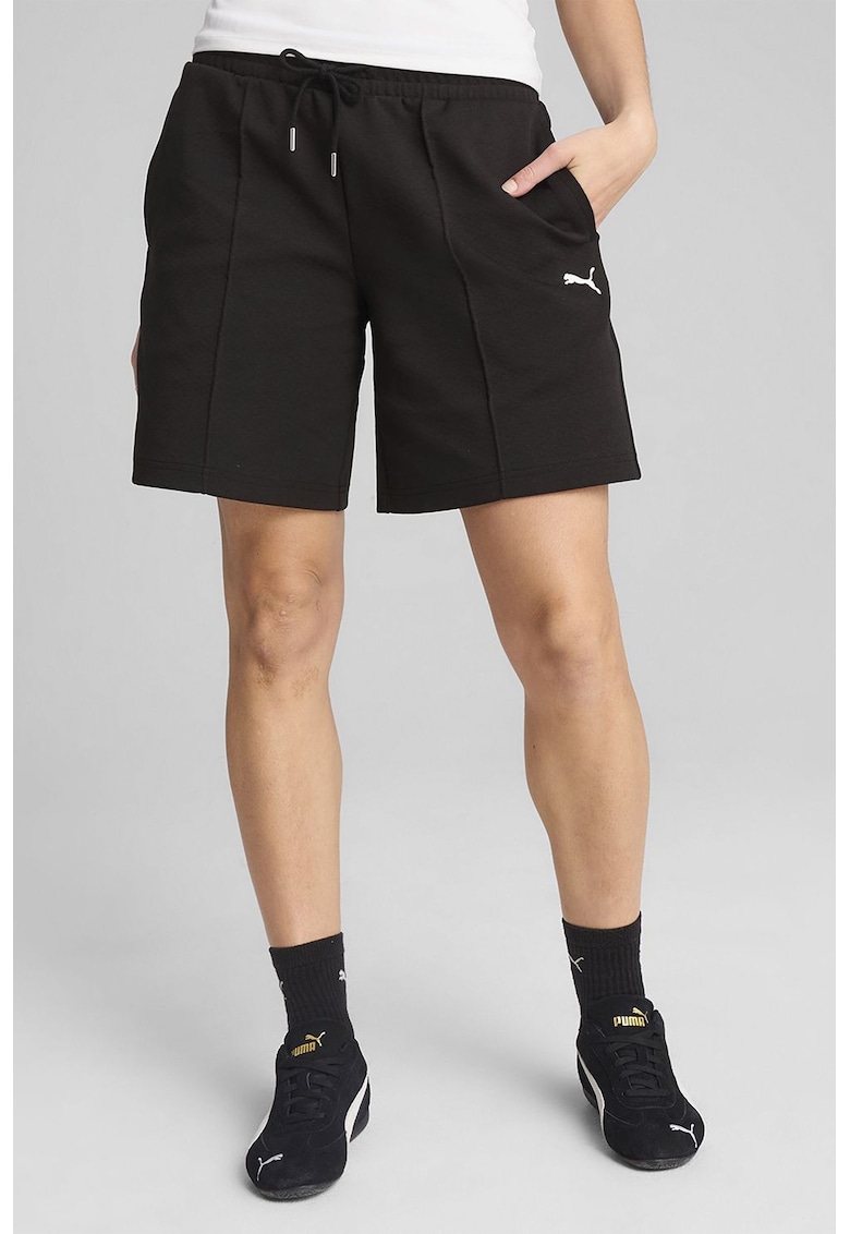 Pantaloni scurti cu talie inalta si logo