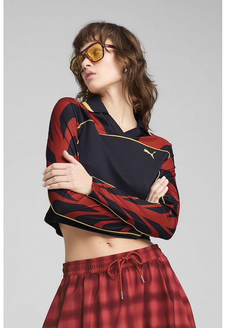 Bluza crop cu aspect contrastant