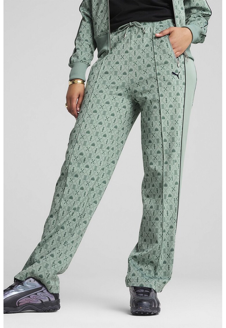 Pantaloni relaxed-fit cu model - Verde deschis