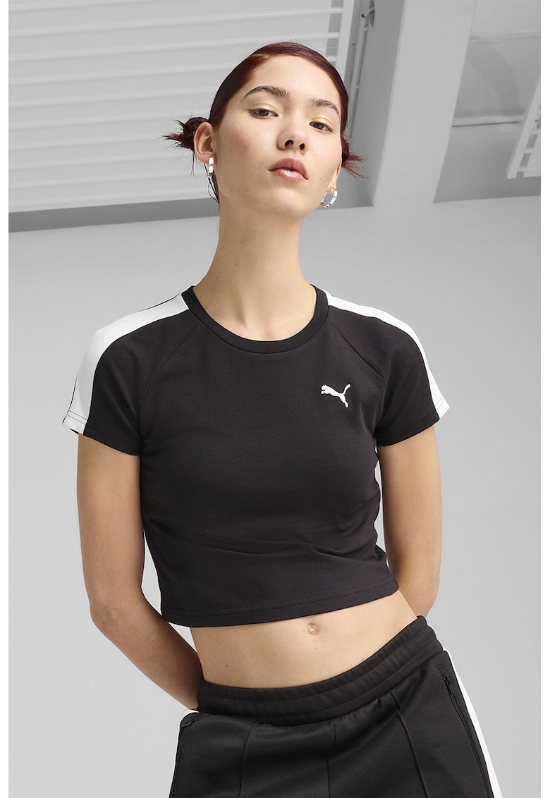 Tricou crop din bumbac cu logo