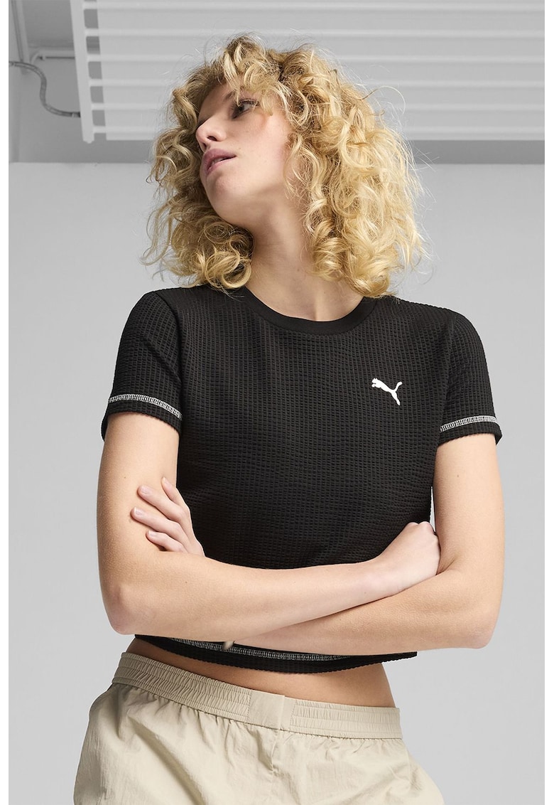 Tricou crop din amestec din bumbac