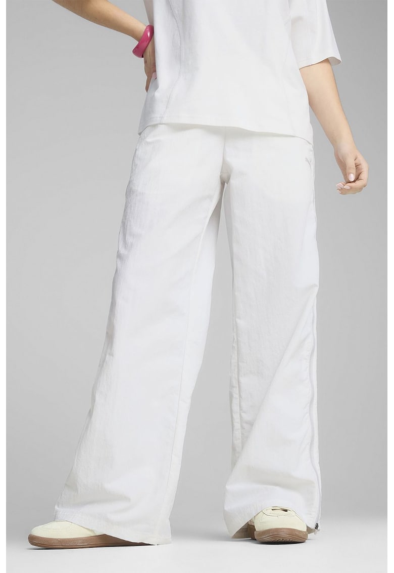 Pantaloni cu croiala ampla si slituri laterale cu fermoar - Alb optic