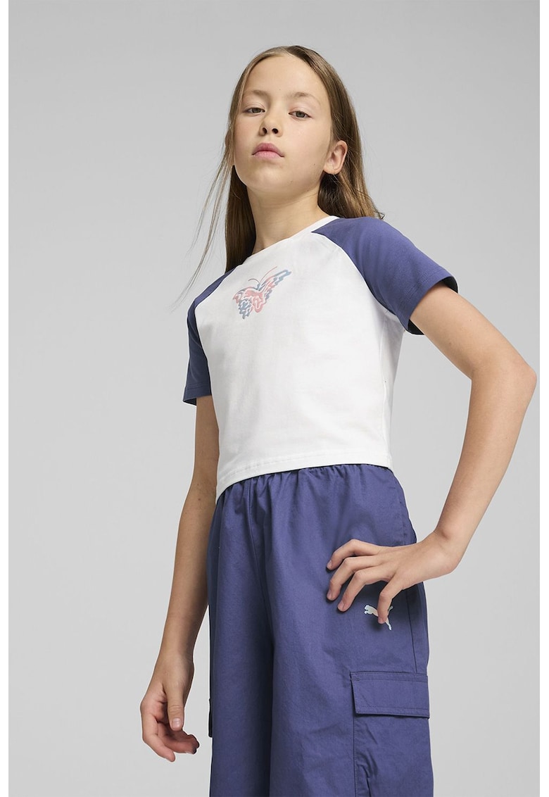 Tricou crop cu model grafic