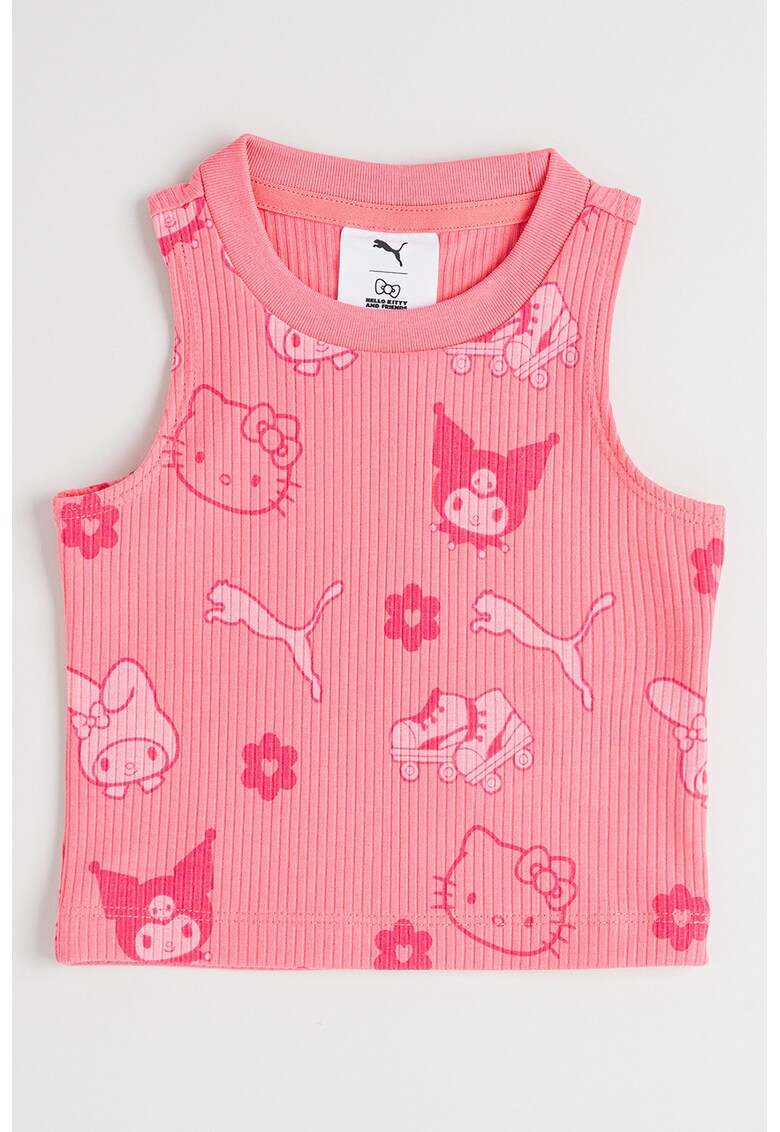 Top striat cu imprimeu Hello Kitty&Friends - Fucsia