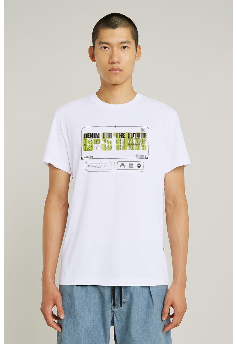 Tricou cu imprimeu logo pe piept - Alb/Verde masliniu