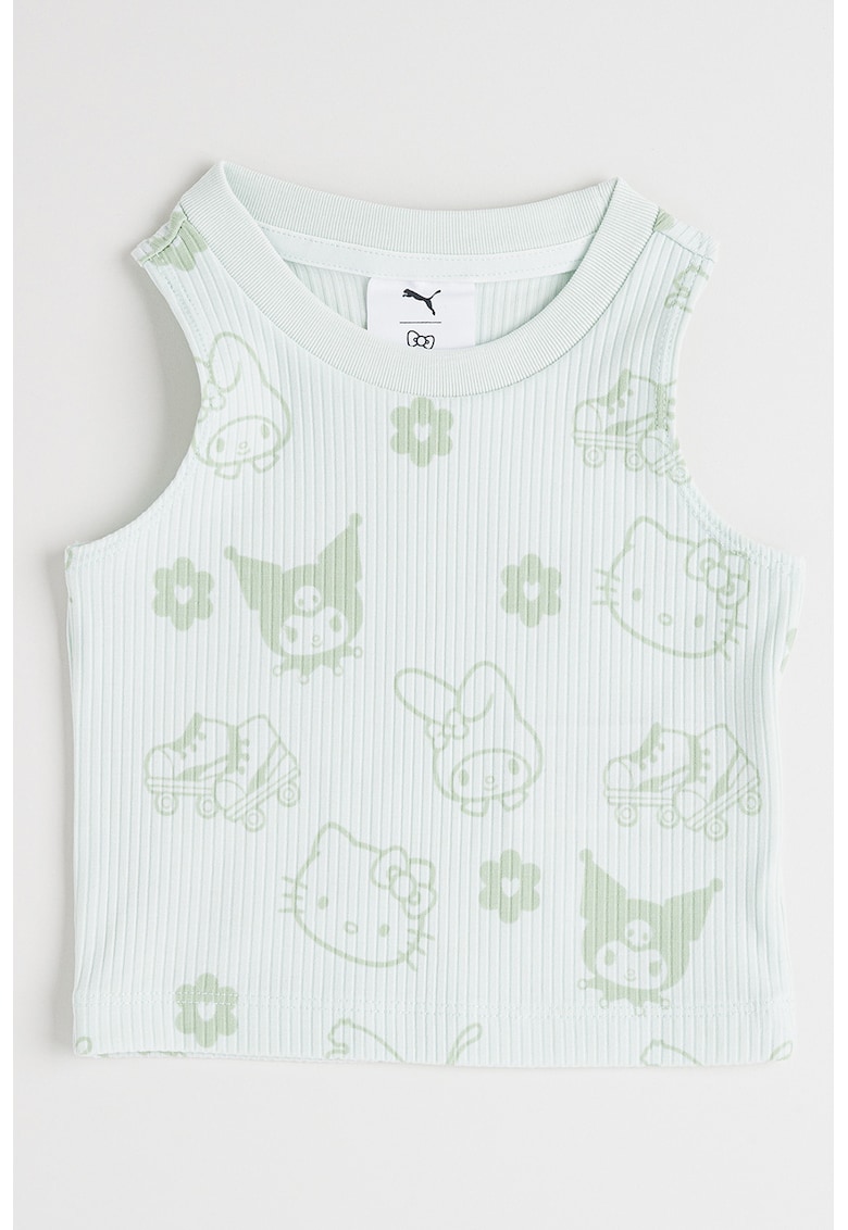 Top striat cu imprimeu Hello Kitty&Friends - Verde pal