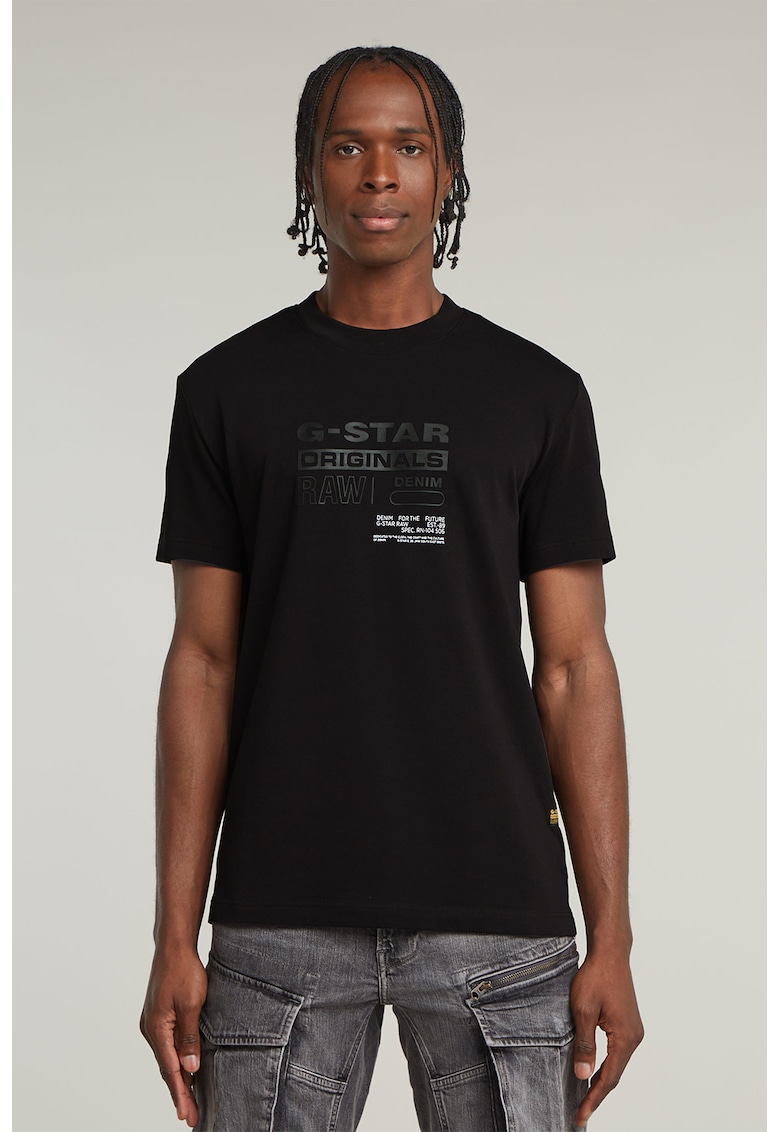 Tricou cu decolteu la baza gatului si imprimeu logo