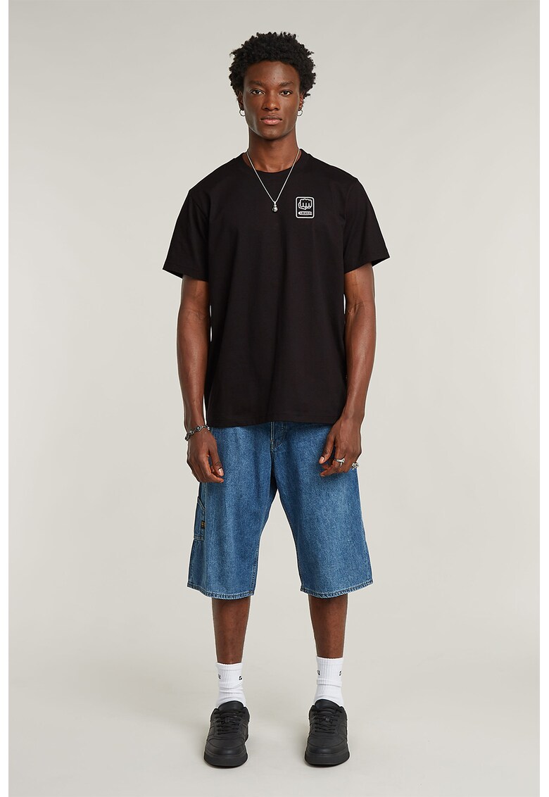 Tricou lejer cu imprimeu pe partea din spate - Alb/Negru/Galben