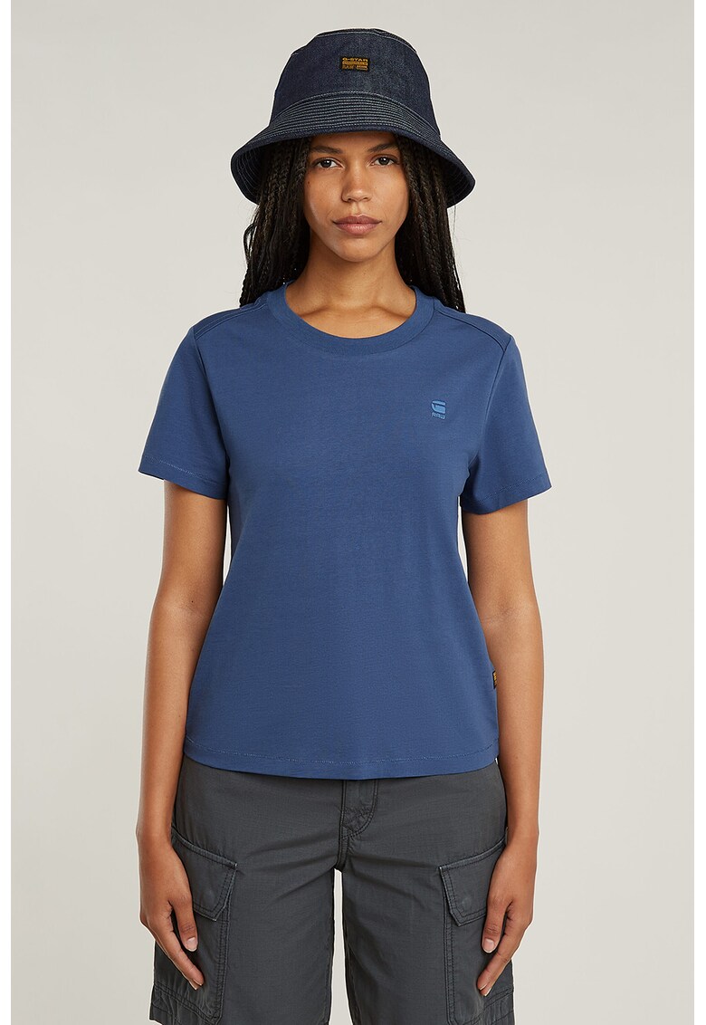 Tricou uni de bumbac organic - Albastru inchis