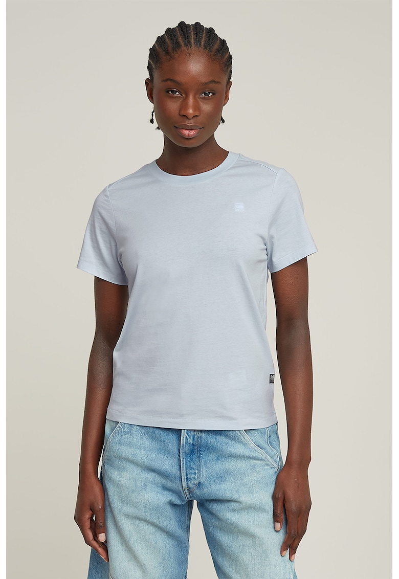 Tricou uni de bumbac organic - Albastru glaciar